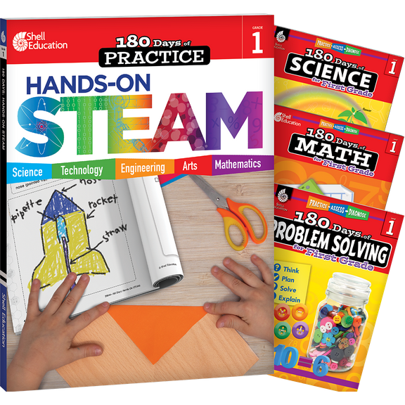 180 Daysâ„¢: STEAM, Science, Math, & Problem Solving Grade 1: 4-Book Set