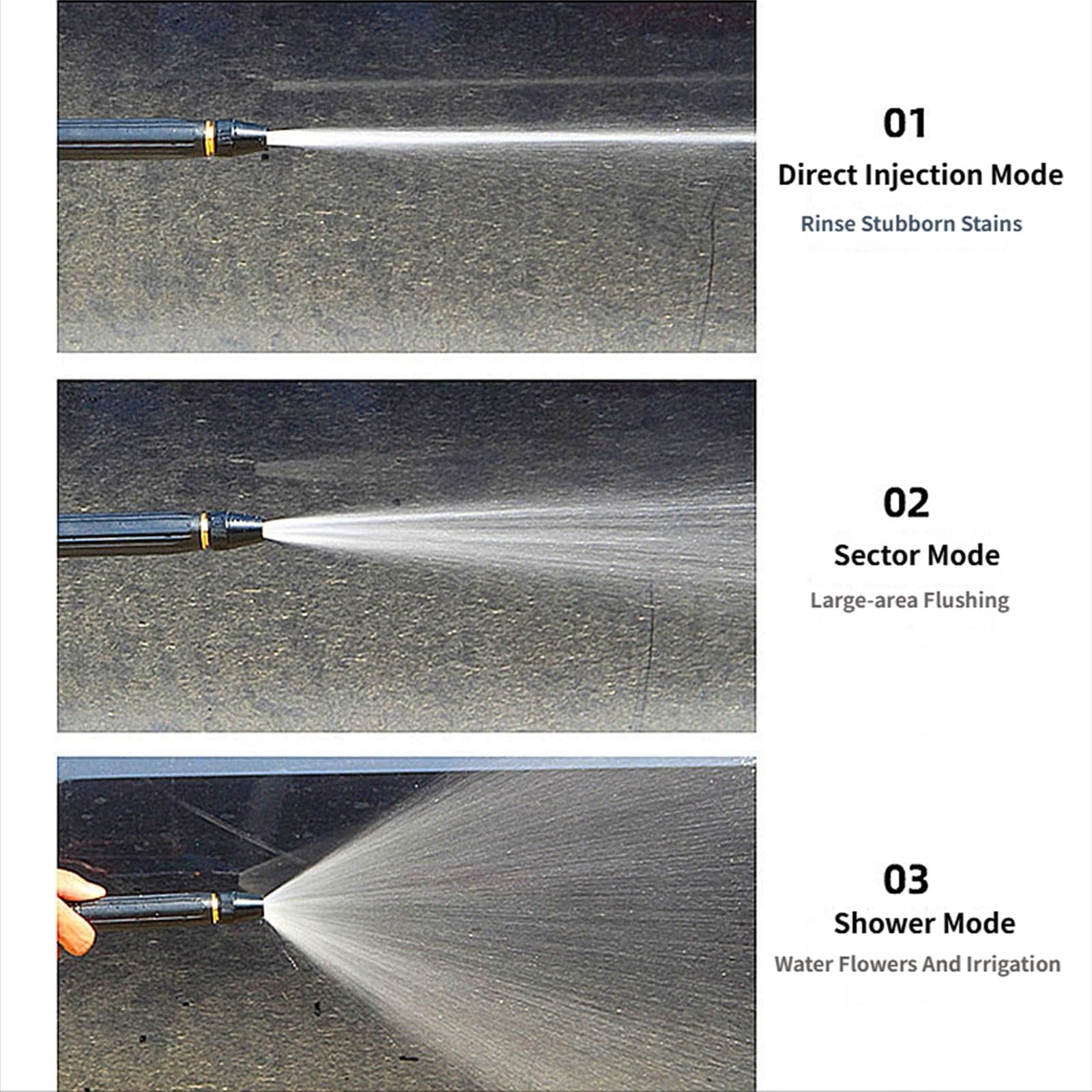 Home High-Pressure Car Wash Water Gun with Booster Nozzle and Hose, 3-in-1 Portable Handheld Water Sprayer Nozzle, 3 Modes, for Watering Plants and Vegetables, and Car Washing