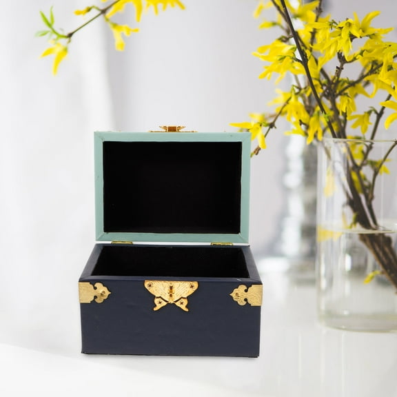 WHAMVOX Wooden Jewelry Box with Lock for Necklace Bracelet Earrings Organization Multi Color