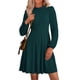 thumbnail image 1 of Vestido PRETTYGARDEN 2025 de manga larga, cuello redondo, verde oscuro, talla M, 1 of 8