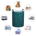 thumbnail image 4 of Goofa teal sparkling Printed Circular Hamper,Laundry Basket with Handles,Storage Baskets Foldable,Large Capacity Laundry Hamper-, 4 of 6