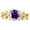 Amethyst Cubic Zirconia with Yellow Tone, variant on Floral Ring Round Marquise Aquamarine Cubic Zirconia Black Tone 925 Sterling Silver, Size 9