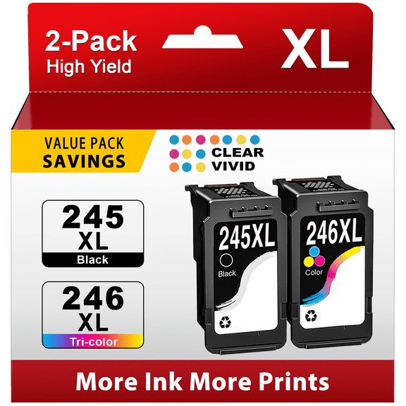 245XL 246XL Ink Cartridges for Canon Ink 245 and 246 for 243 244 Ink for MG2522 TS3322 MX490 TS3122 TR4522 Printer Ink (Black, Tri-Color)