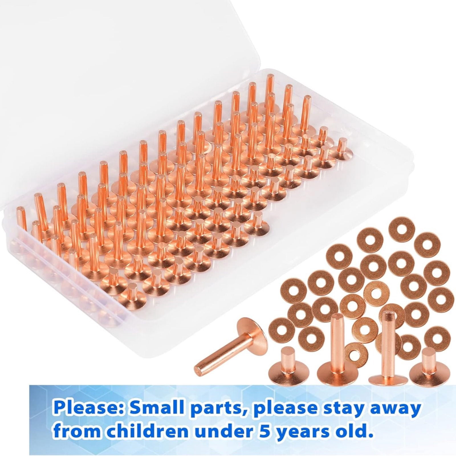 APPLAYERR Leather Rivet Kit 77 Set Solid Copper 12mm Smooth Face 2 Lengths for Belts Bags Wallets Straps Leatherworking