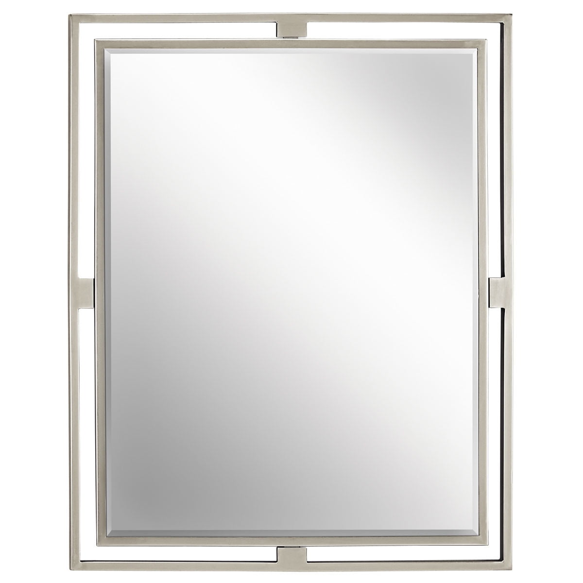Kichler 41071 Brushed Nickel Hendrik Rectangle Beveled Framed Mirror