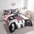 thumbnail image 3 of Homewish Safari Wolf Silhouette 7pcs Bedding Comforter Set,Rustic Plant Pine Tree Queen Bedding Sets,Pink Gray Black Queen Sheet Sets For Girl Boys,Luxury Bedroom Decor Reversible, 3 of 8