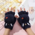 thumbnail image 2 of HNMKIU Winter Half Finger Flip Gloves for Students Children Autumn Thickened Warm Mittens Navy,2-7 Years, 2 of 3