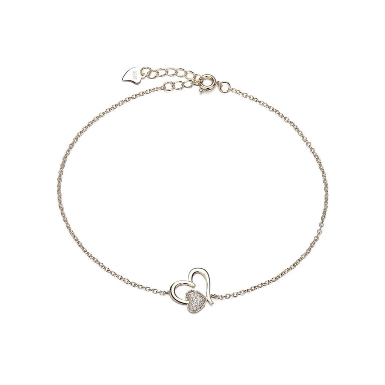 Amy & Annette 14K Gold Plated Heart Anklet with Crystals photo 1