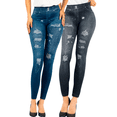 thumbnail image 1 of Pack de 2 Leggins Mujer Unitalla Mezclilla Faja Alta Estilo Pantalón Mezclilla Jegging Tiro Alto, Mallon licra Cómodos Elásticos, 1 of 5