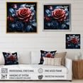 thumbnail image 4 of Designart "Crimson And Azure Bloom" Roses Floater Framed Canvas Wall Art, 4 of 5