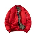 thumbnail image 2 of Maoxin Mens Jackets Men's Solid Color Casual Loose Fitting Long Sleeved Hooded Baseball Uniform Jacket Long Sleeve Hoodless Casual Outwear Jackets Red 3XL, 2 of 3