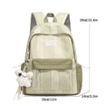 thumbnail image 5 of Cute Aesthetic School Backpack, Spacious Backpack with Pendant, Lightweight Breathable Bookbag for Middle School College (Green), 5 of 5
