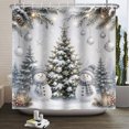 thumbnail image 5 of Duangreer Gray Snowman Bath Curtain with 12 Hooks, Winter Silver Christmas Tree Waterproof Fabric Bathroom Curtain, 72"x72", 5 of 5