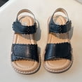 thumbnail image 7 of Fesfesfes Girls' Hollow Flower Sandals Princess Soft Soled Open Toe Casual Beach Shoes Summer Breathable Non-Slip Flat Sandals for School Party Outdoor Walking Shoes(Black,18 Months), 7 of 7