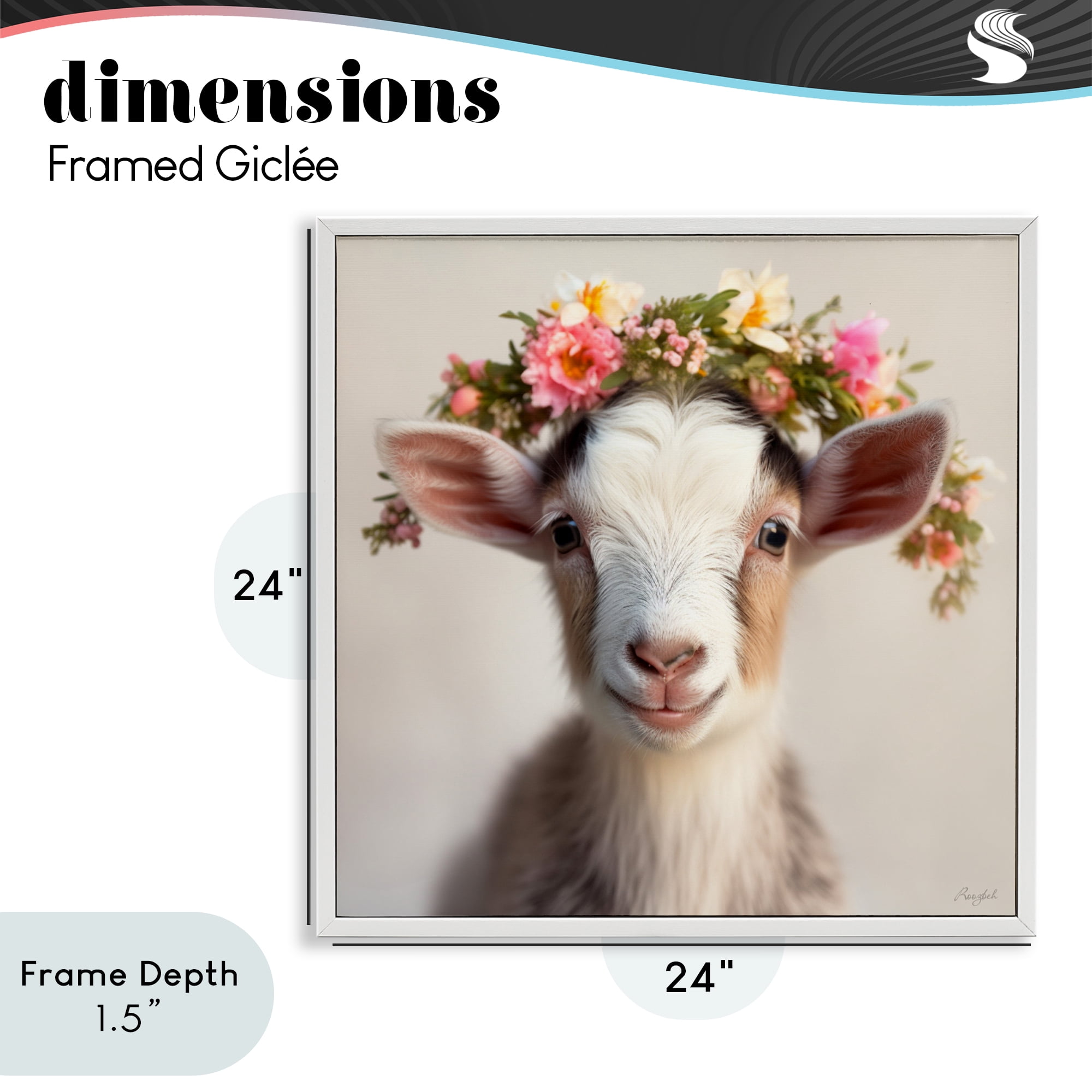 Stupell Industries Flower Crowned Goat White Framed Giclee Art, design by Roozbeh