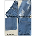 thumbnail image 2 of Happy Cherry Kids Ripped&nbsp;Denim&nbsp;Pants Girls&nbsp;Baggy Jeans&nbsp;Pants Elastic&nbsp;Waist&nbsp;&nbsp;Loose&nbsp;Cool&nbsp;Trousers&nbsp;Wide&nbsp;Leg&nbsp;with&nbsp;Pockets Blue, 2 of 6