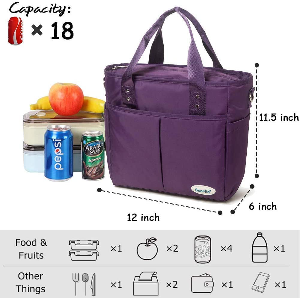 Details about   Insulated Lunch Bag Scorlia Extra Large Leakproof Lunch Tote Bag With Removable 