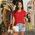 thumbnail image 2 of OUSITAID UPF 50+ T-shirts d'Été à Manches Courtes Col en V T-shirts de Protection Solaire pour Femmes Séchage Rapide Randonnée Course Hauts, 2 of 7