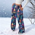 thumbnail image 2 of Enjoytime Casual Pants for Women Christmas Printed Elastic Waist Straight Leg Pants Fashion Flannel Loose Cute Comfy Trousers with Pockets Multicolor L, 2 of 7
