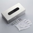 thumbnail image 6 of RVKXHD Rectangular Tissue Box Cover - Napkin Holder, Facial Tissue Storage Box - Decorative Holder for Bathroom, Bedroom, Nightstand, Office - Stainless Steel, Brushed Nickel, 6 of 9