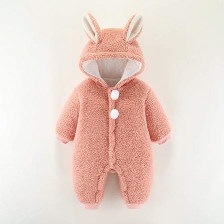 

NIUREDLTD Boys Girls Long Sleeve Winter Hooded Cartoon Romper Coat Warm Jumpsuit