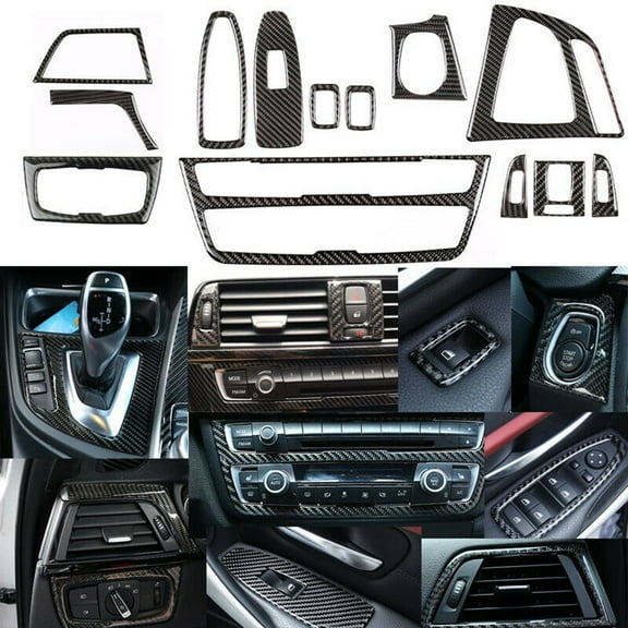 Mduoduo 13PCS Carbon Fiber Interior Trim Decor Cover For BMW 3 4 Series F30 F34 Auro Decorative Stickers Set Car Accessories