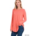 thumbnail image 2 of Zenana Plus Size Relaxed Fit Long Sleeve Round Neck & Hem Jersey Tee Shirt Top, 2 of 5