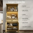 thumbnail image 4 of Timagebreze 72" Pantry Cabinet with Hydraulic Flip-Up Door,Charging Station & LED Lights,Drawer & Shelves for Kitchen,Natural Oak, 4 of 8