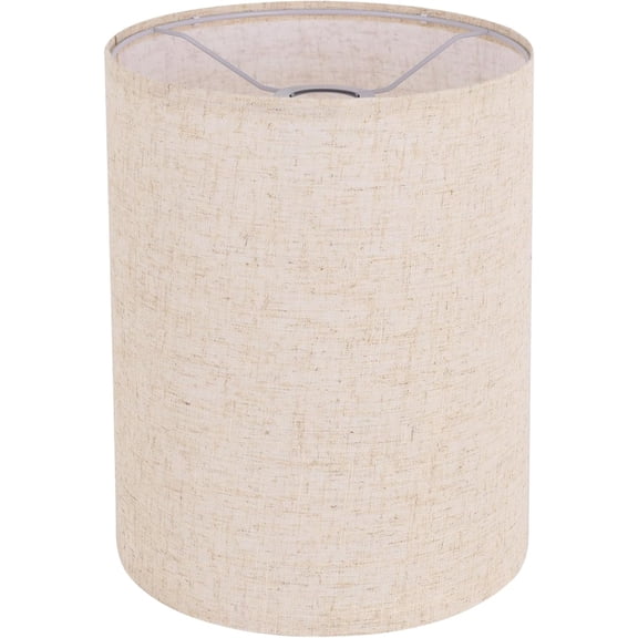 Beige Linen Tall Drum Lampshade, 10" x 10" Bottom x 13" High Lamp Shade, Lamp Shade Replacement for Table and Floor Lamps, Pendant Light, Handcrafted Lampshade, Easy Assembly
