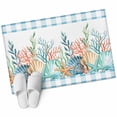 thumbnail image 2 of Summer Beach Washable Small Entryway Area Rugs 2'x3', Ocean Colorful Coral Shell Starfish Seaweed Blue Plaid Low Pile Throw Rug Non-Slip Sturdy Edge Binding Carpet for Front Door Floor Room Entry, 2 of 9