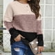thumbnail image 1 of Suéter de cuello redondo para mujer, informal, de moda, de color a juego, de manga larga, con cuello redondo, 1 of 5