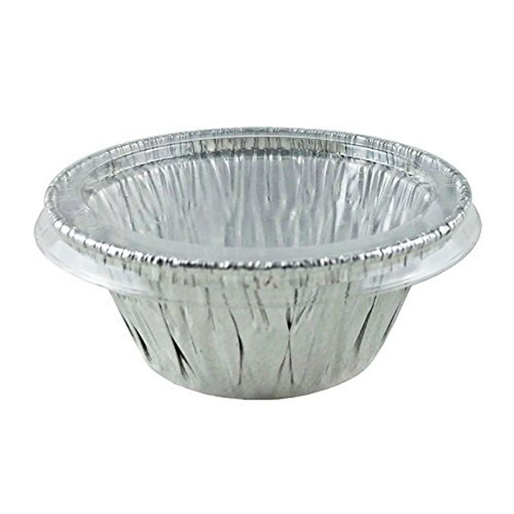 HandiFoil 3.5 oz. Aluminum Foil Cup w/Clear Lid Ramekin/Cupcake/Tart