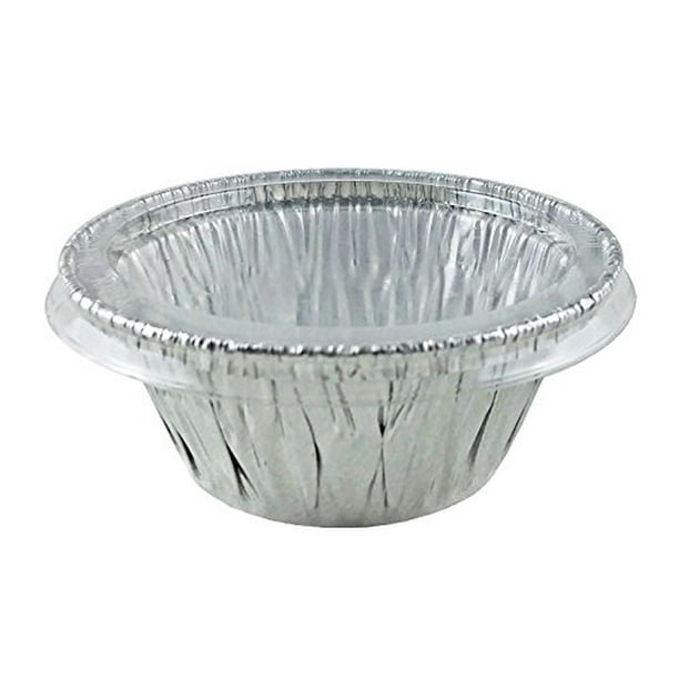 Handi-Foil 3.5 oz. Aluminum Foil Cup w/Clear Lid -Ramekin/Cupcake/Tart ...