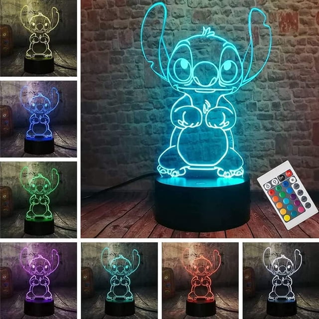 Luz nocturna LED 3D con control remoto y 16 colores LOUHH