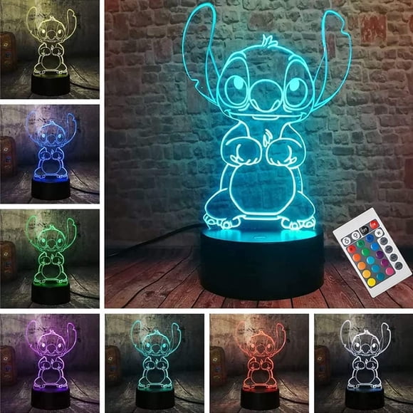 Luz nocturna LED 3D con control remoto y 16 colores LOUHH