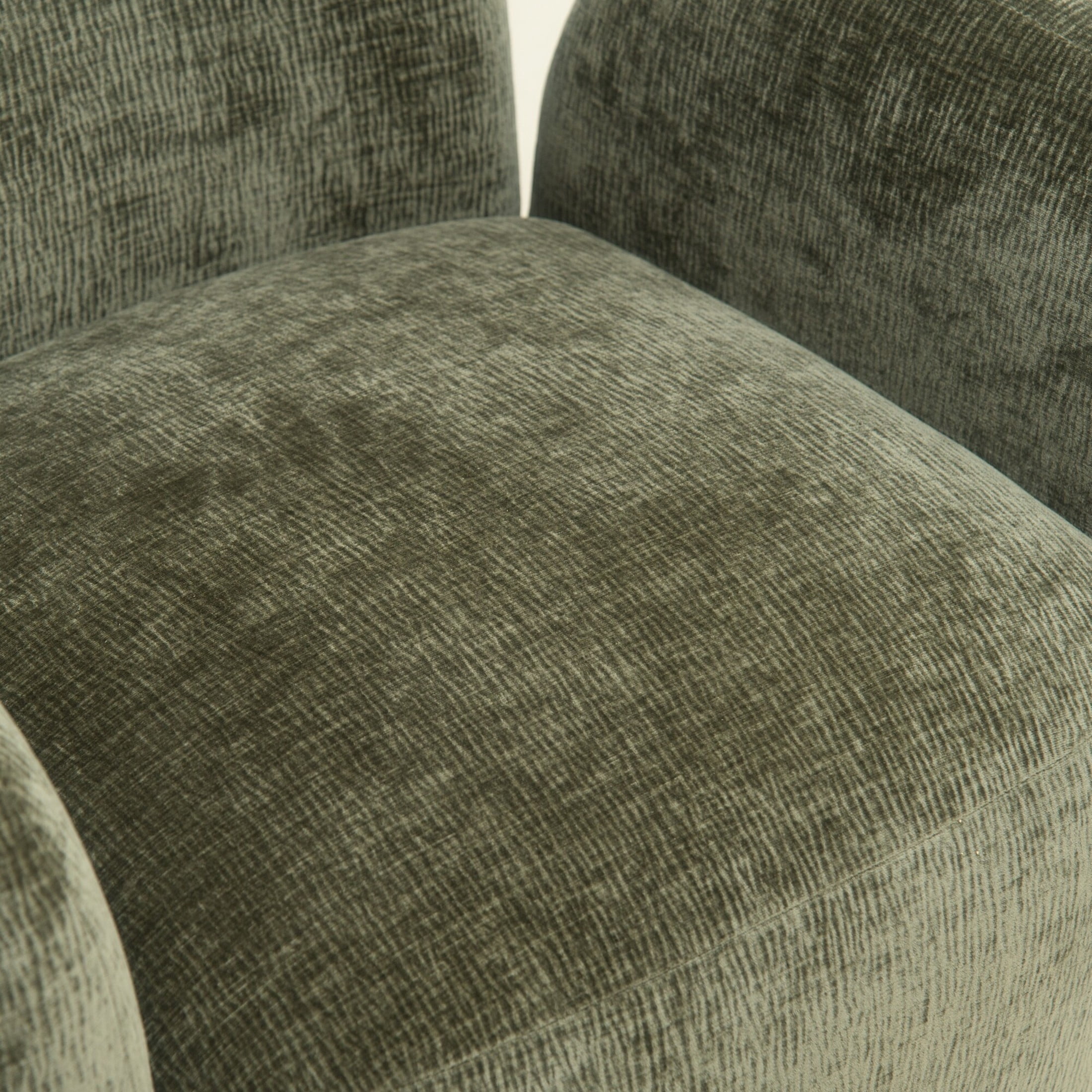 Noble House Gabryle 360° Swivel Accent Chair, Luxurious Chenille Upholstered Barrel Chair, Living Room, Olive Green