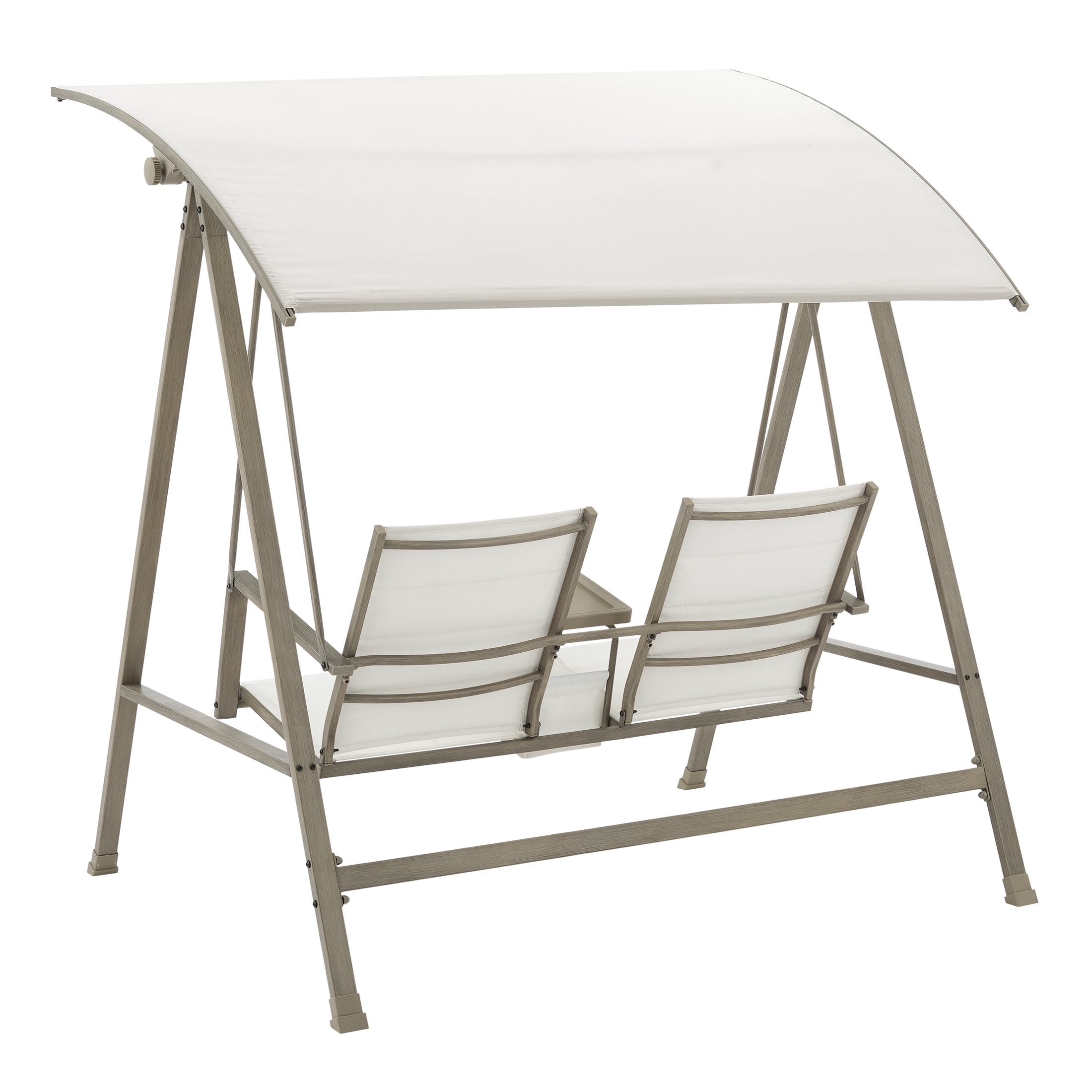 Mainstays Cobble Hill 2-Seat Steel Canopy Porch Swing with Centre Table, Cream