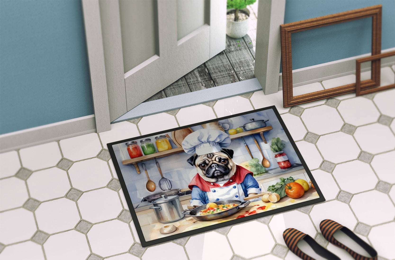 Pug The Chef Doormat 36 in x 24 in