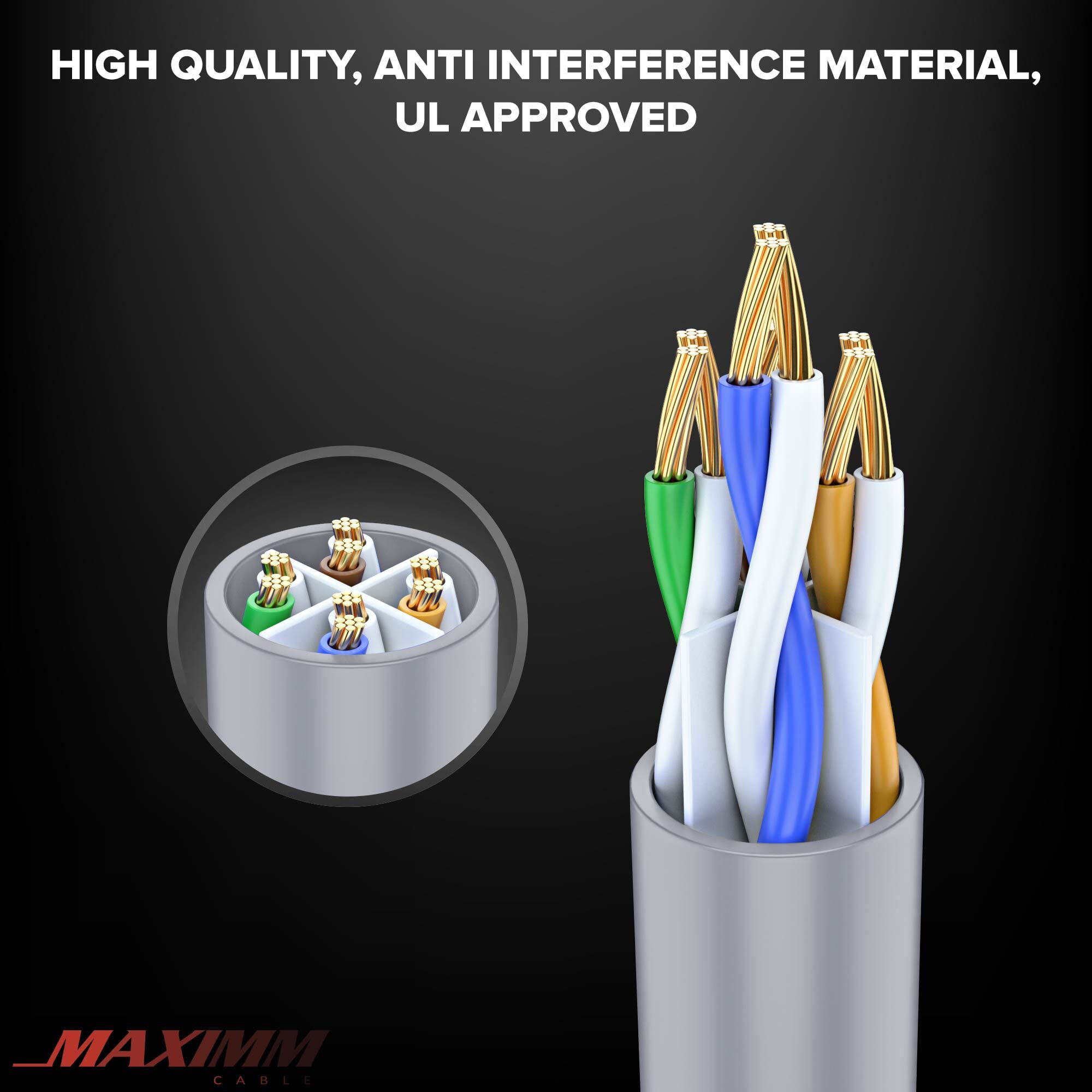 Cat 6 Ethernet Cable 100 Ft, 100% Pure Copper, Cat6 Cable LAN Cable, Internet Cable, Patch Cable and Network Cable - UTP (Gray) 100 Feet