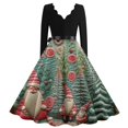 thumbnail image 3 of Christmas Dresses for Women Women's Casual And Fashionable Christmas Print V Neck Big Hem Dress Long Sleeved Dress with Christmas Tree Print for Holiday Party,Army Green,L, 3 of 4