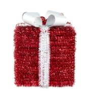Holiday Time 3D 8" Red Tinsel Gift Box