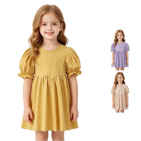 Bigetiay Girls Summer Dresses Fashionable Casual Wear for Kids Outdoor Party Daily Outfit, Size 4-5 Years