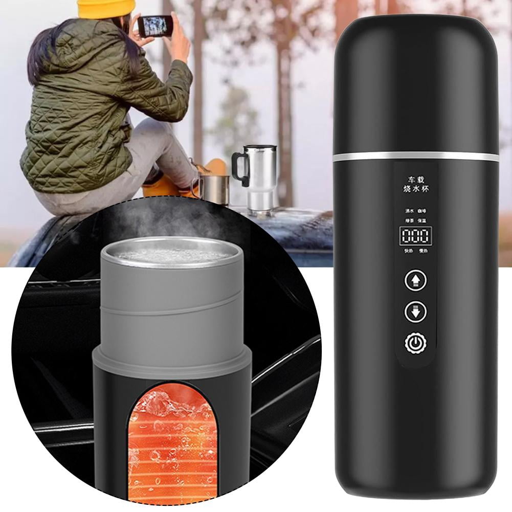 12/24V Car Heating Cup Electric Kettle Stainless Steel Smart TemperatureControl