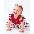 thumbnail image 5 of LNMQLPDBS Toddler Girl Clothes Sets Letters Printed Ribbed Ruffle Trim Short Sleeve Onesies & Floral Printed Skirt with Bow & Headband 3pcs Sets 0-3 Months Baby Girl Clothes, 5 of 7