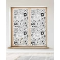 thumbnail image 2 of Window Privacy Film Black White Stained Glass Window Film Decorative Sun Block Window Cover Game Console Computer Gaming Sketch Style Window Clings Static Adhesive Sticker for Bathroom 23.6"x59", 2 of 7