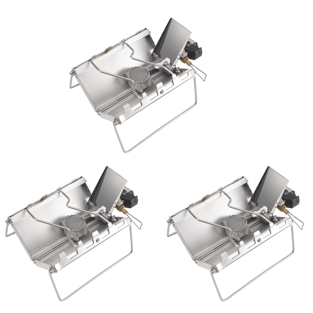 3X Camping Stove Outdoor Portable Windproof High-Power Cassette Gas Stove Picnic Accessories,3 x Camping Gas Stove kit,Silver