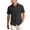 Black, variant on Mens Brown Crinkle Texture Button Down Shirt - Relaxed Fit Short Sleeve Casual Top with Chest Pocket,Size S