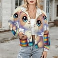 thumbnail image 3 of Jackets for Women Winter Coat Jackets Flannel Stand Collar Jacket(Cute Cat with Cracker,Size:S-4XL), 3 of 7
