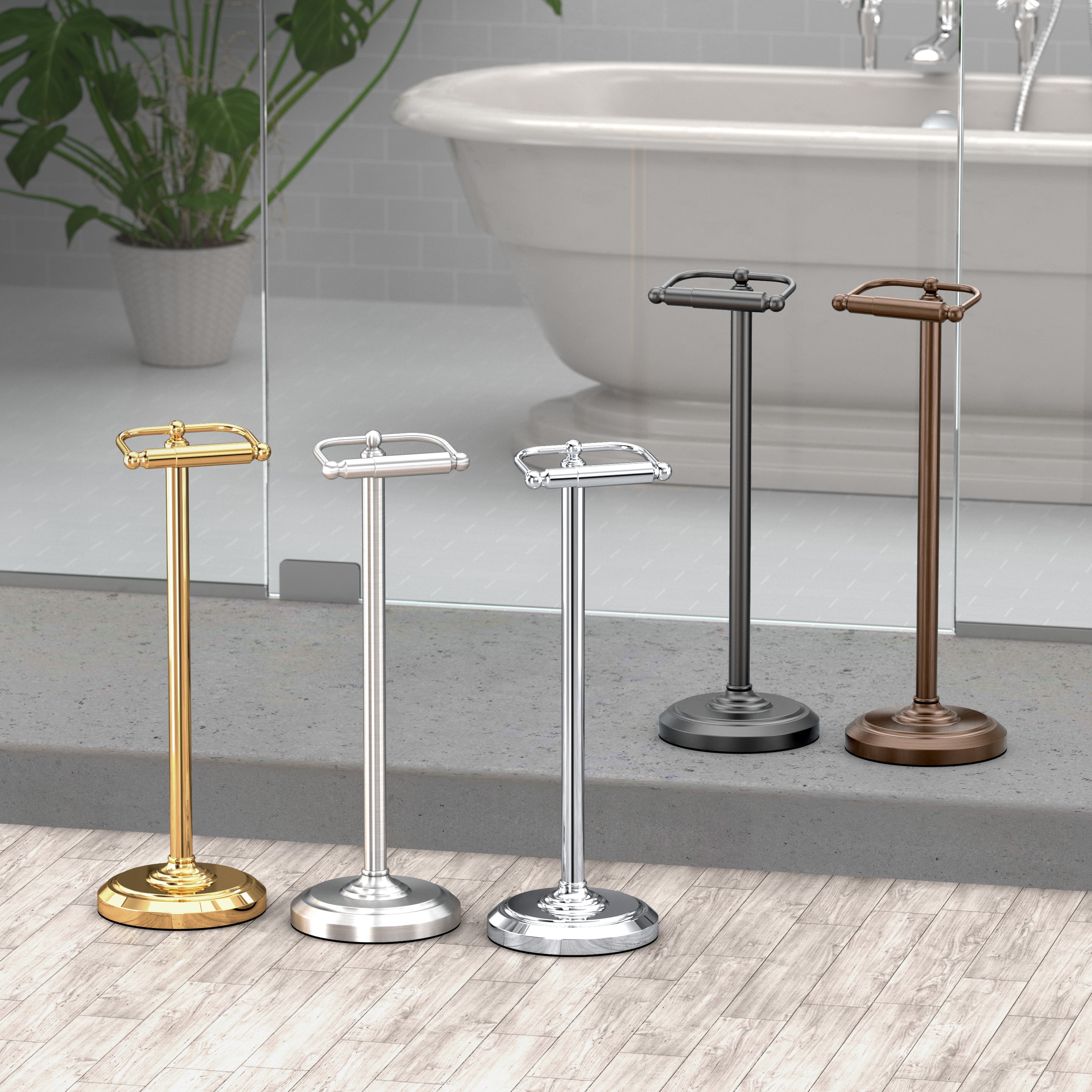 Gatco Freestanding Pedestal Toilet Paper Holder, Chrome