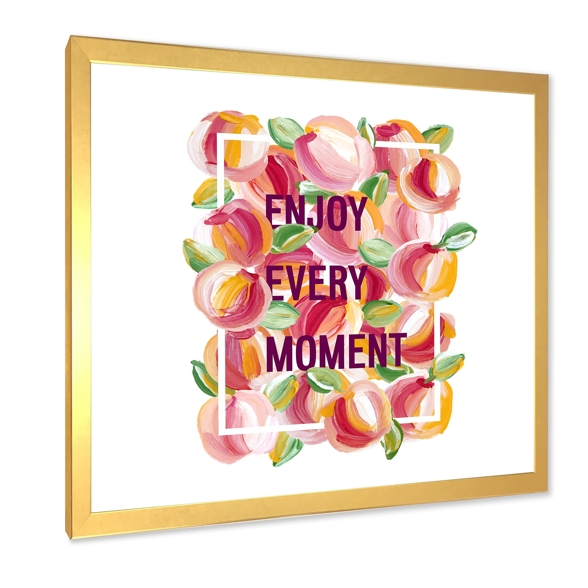 Designart 'Enjoy Every Moment Over Colorful Flowers' Traditional Framed Art Print